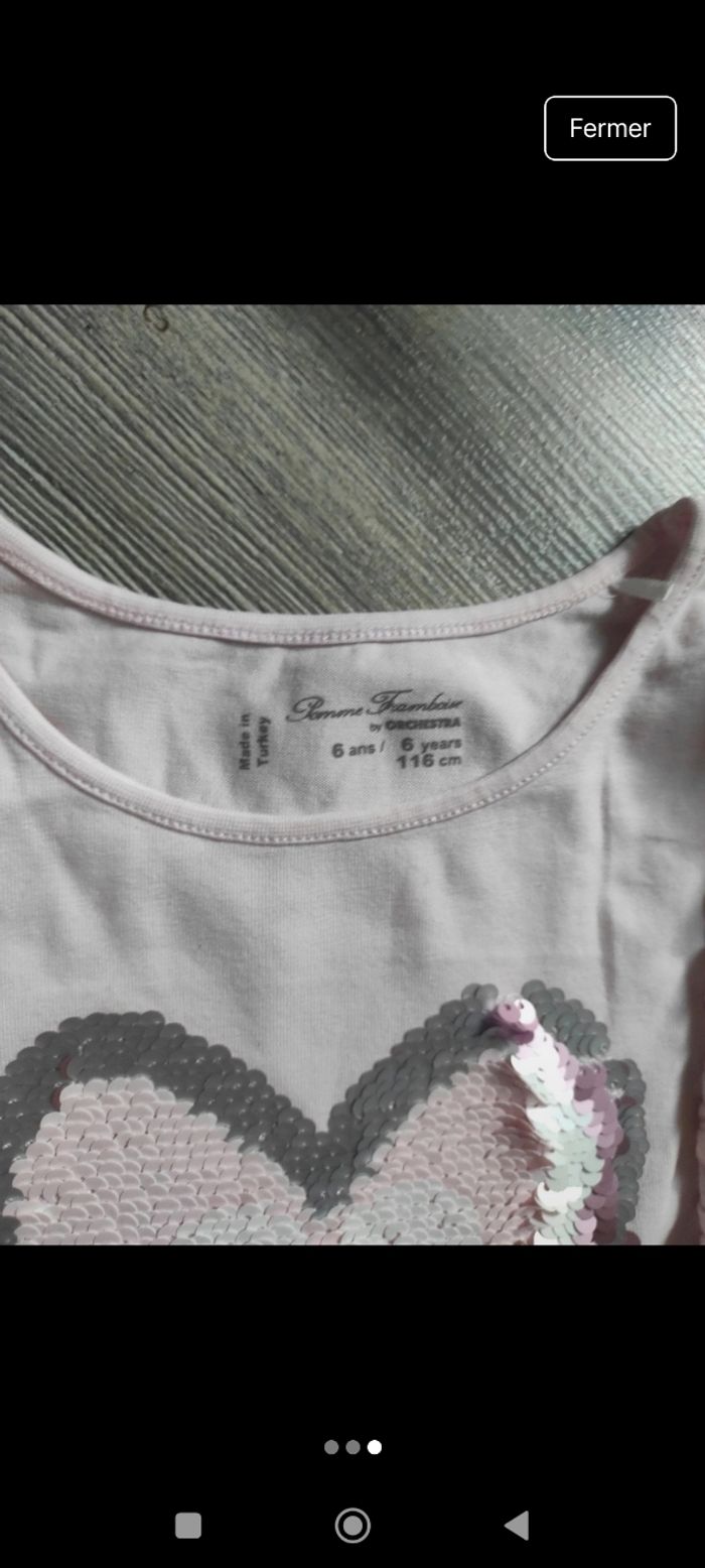 T-shirt manches longues neuf Orchestra rose clair fille 6 ans - photo numéro 3