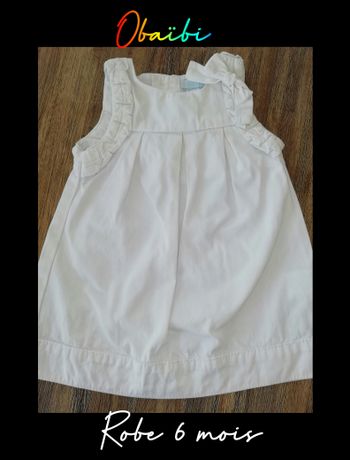 Robe blanche fille 6 mois Obaibi Tbe
