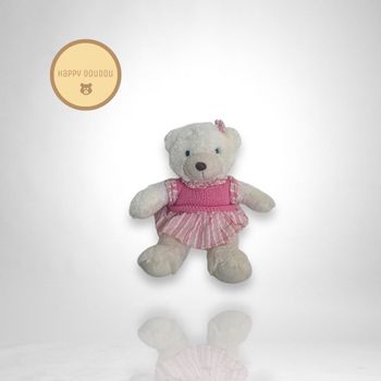 Peluche Ours blanc en robe A727