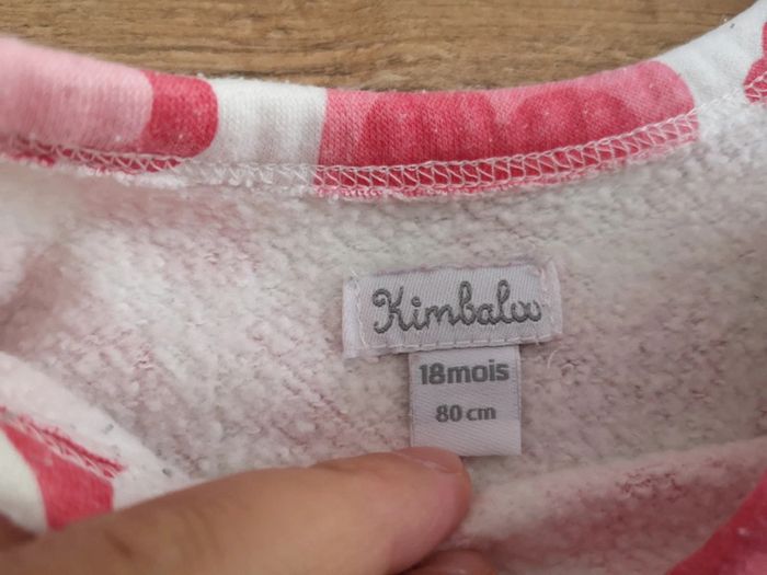 Sweat kimabaloo blanc cœurs roses 18m - photo numéro 2