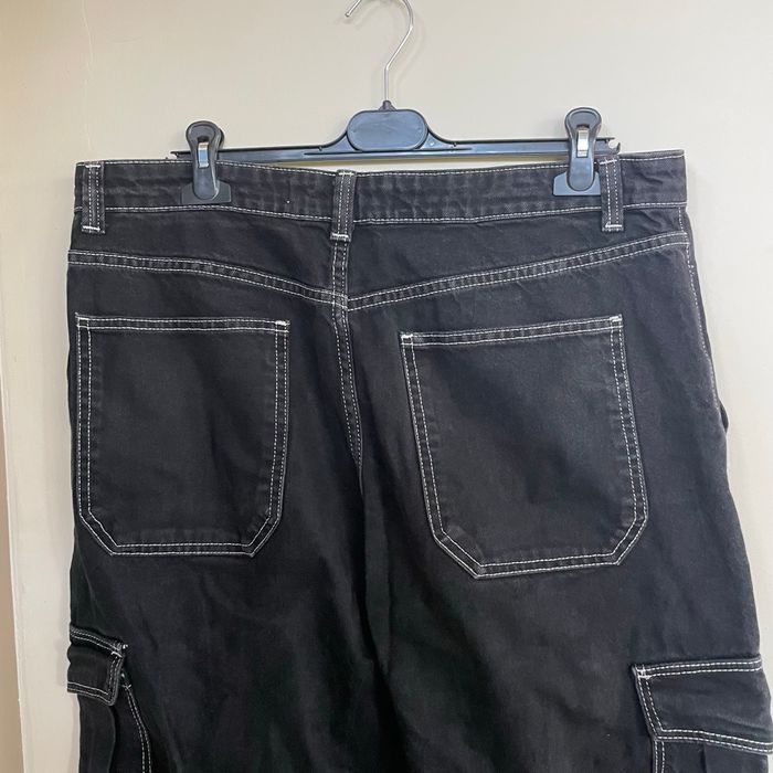 Pantalon cargo noir Bershka taille 44 coupe droite large poches latérales V061 - photo numéro 5