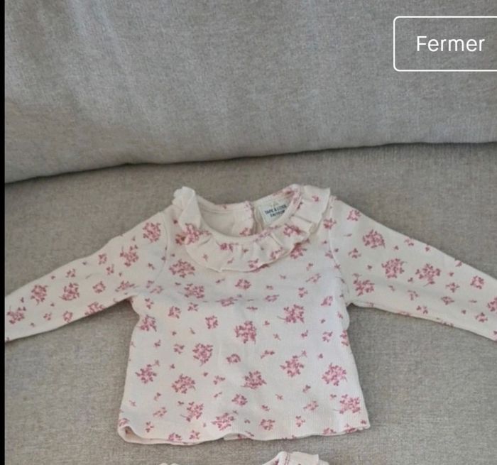 T-shirt côtelé fleurie 3 mois