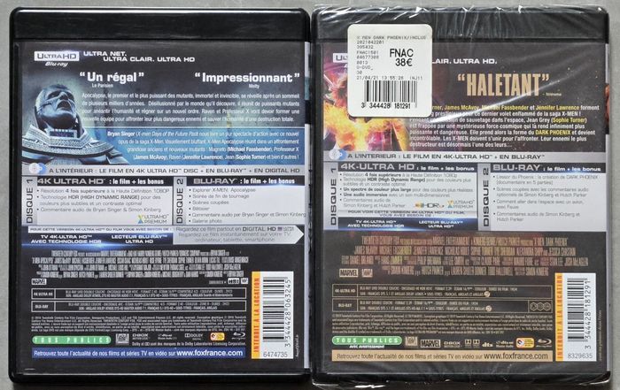 Lot de 2 Films X-men 4k Blu-Ray Ultra Haute Définition (Version Française) d'occasions et neufs sous Blister - photo numéro 2