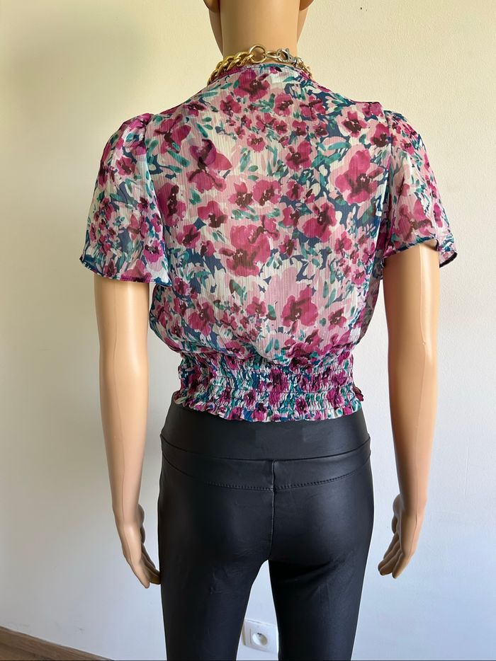 Blouse courte fleurie à manches courtes Morgan taille 34 jamais portée - photo numéro 5