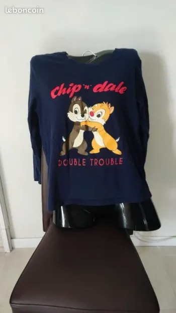 haut de pyjama bleu Disney tic et tac chip n dale taille 38 40