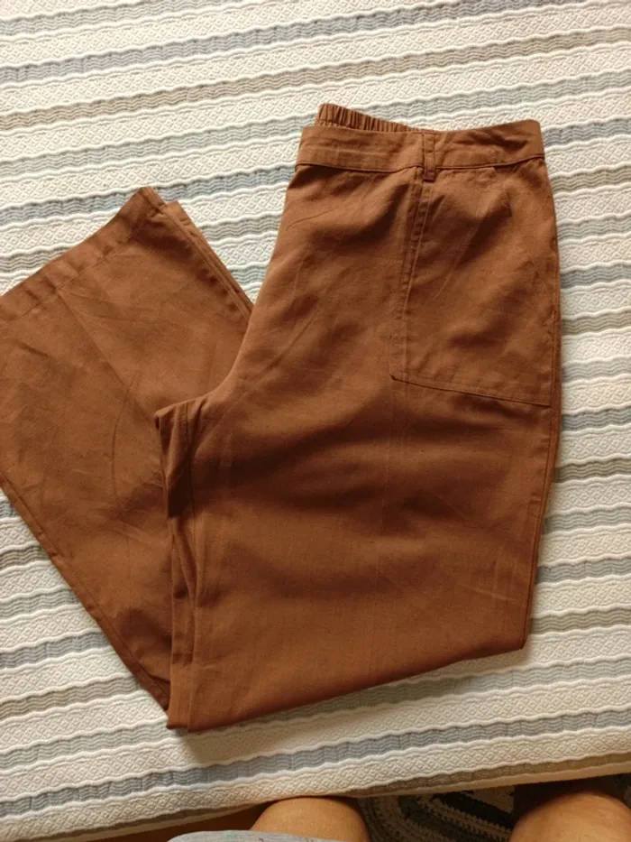 Pantalon jambes larges lin t.44/46 - photo numéro 7