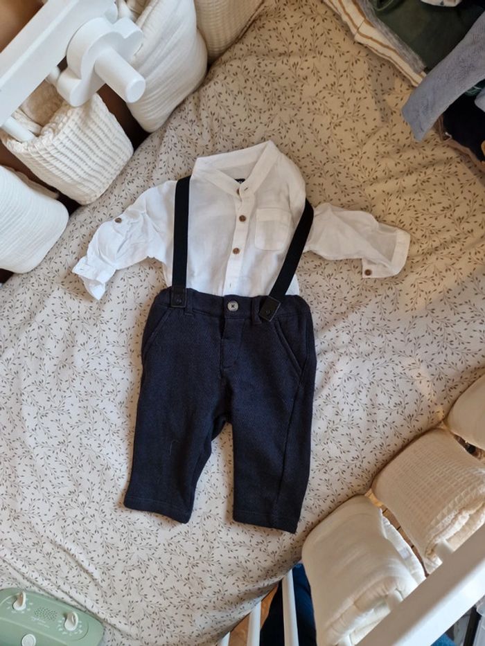 Pantalon bretelle chemise kiabi 6 mois
