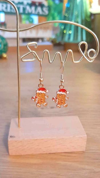 Bijoux Noël | Boucles d’Oreilles Bonhomme Pain d’Épices – Neuf