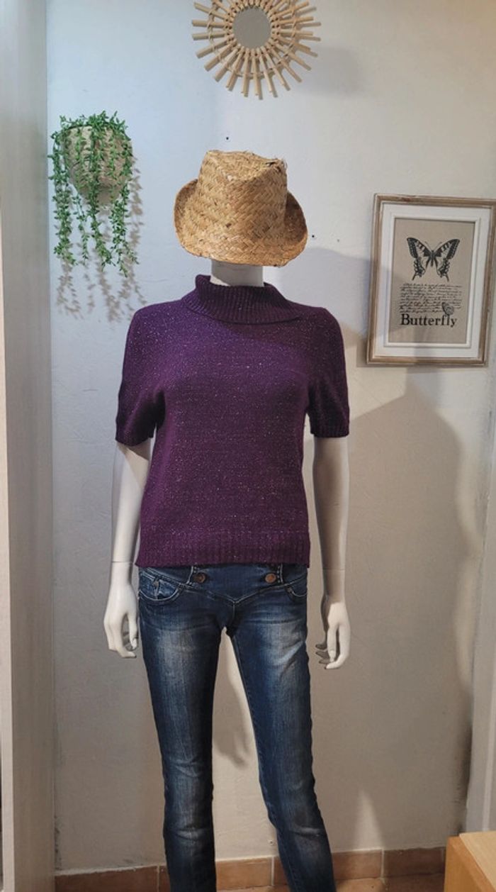 Pull manches courtes avec angora - photo numéro 2