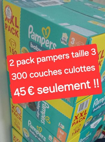 Lot de 300 couches Pampers Taille 3 – 45€ le tout