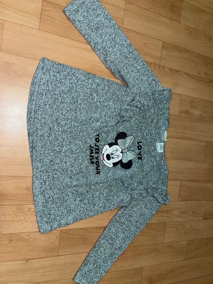pull manches longues gris minnie zara 4/5ans - photo numéro 3