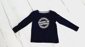 Vêtement fille tee-shirt manches longues bleu marine Bandes de copines Vert Baudet 3 ans