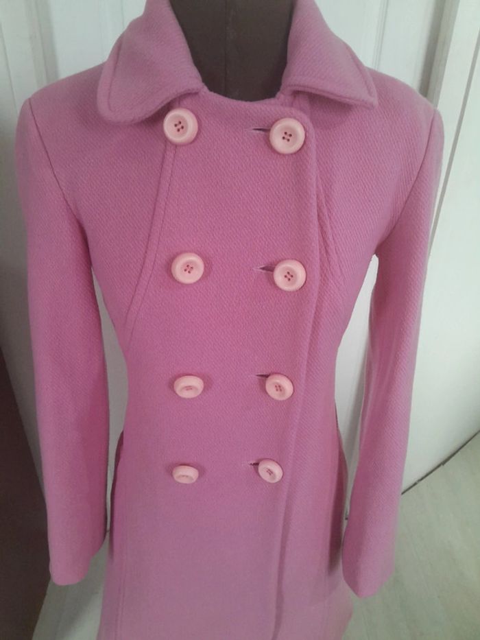 Tres beau manteau rose tara jarmon modèle mangua en laine - photo numéro 2