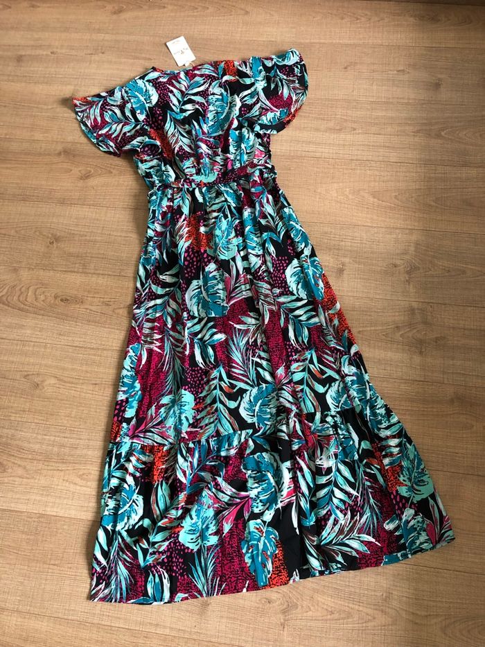 Robe longue imprimée neuve à manches courtes My Queen taille S/M - photo numéro 7