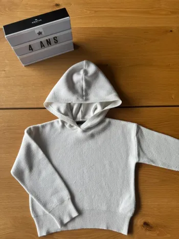 Sweat à capuche tout doux blanc crème - Taille 4 Ans