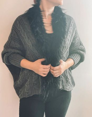 Poncho cape chauve souris hiver fausse fourrure