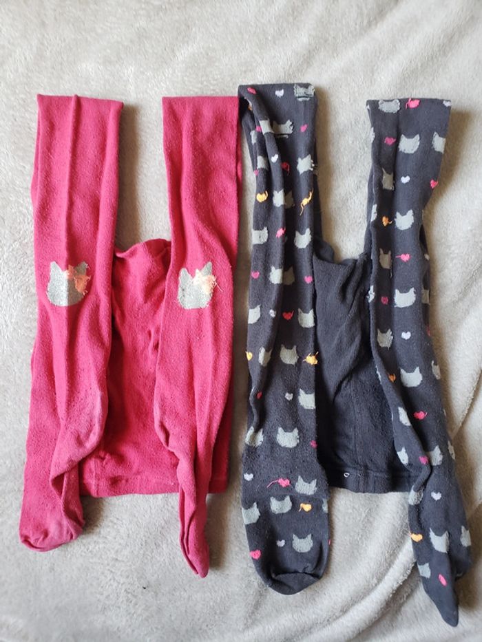 Lot de 2 paires de collants motifs chats pointure 31-34