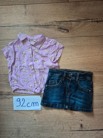 Ensemble NEUF 92 cm Jupe en jean + Chemise fluide sans manches