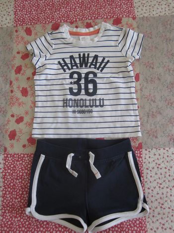 Ensemble T-shirt et short bleu marine 6 mois