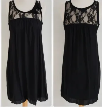 Jolie robe sans manches noire doublée avec dentelle Cache-cache taille 40