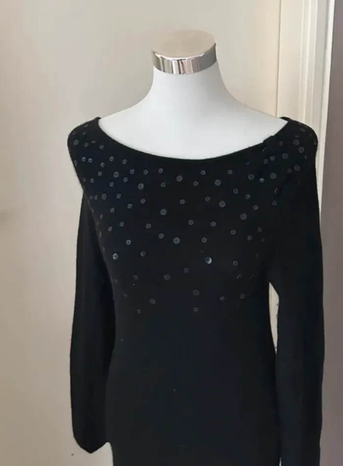 Promod, robe pull femme, taille 38 en laine noire - photo numéro 4