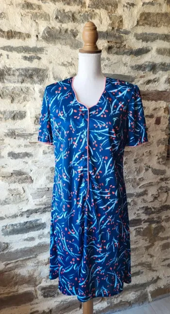 Robe vintage bleue et corail Charmance Taille 38