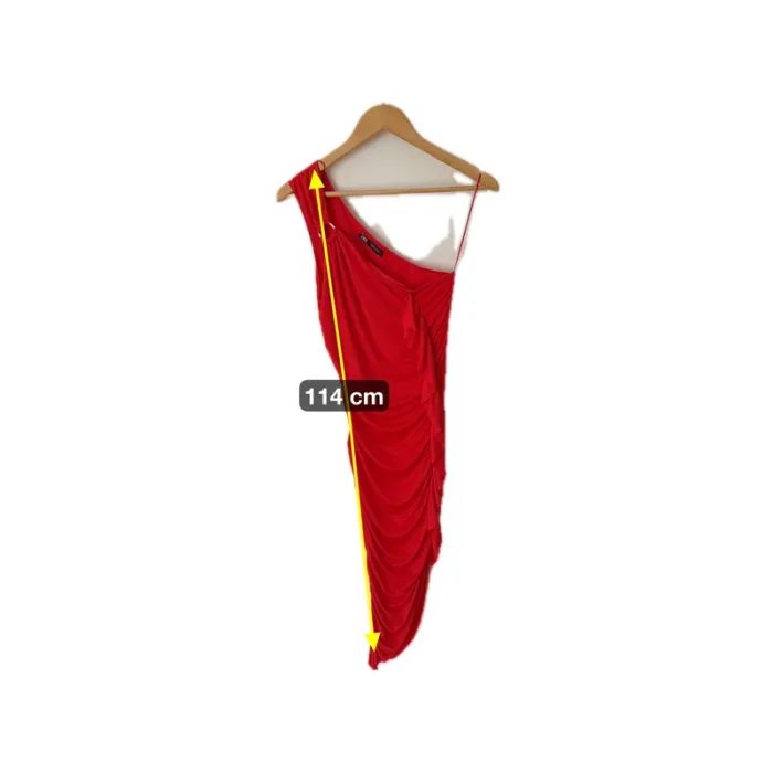 Robe rouge asymétrique Zara tbe Taille M - photo numéro 3