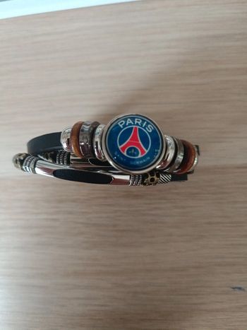 Bracelet cuir 3 rangs PSG Paris Saint-Germain