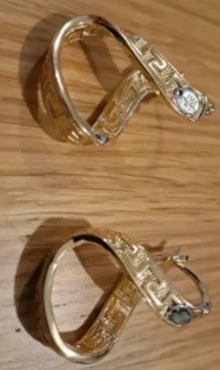 Créoles 35 mm en forme de 8 plaquées or 14 carats - photo numéro 2