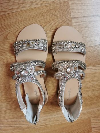 Chaussures Nu-pieds argent avec Stras 