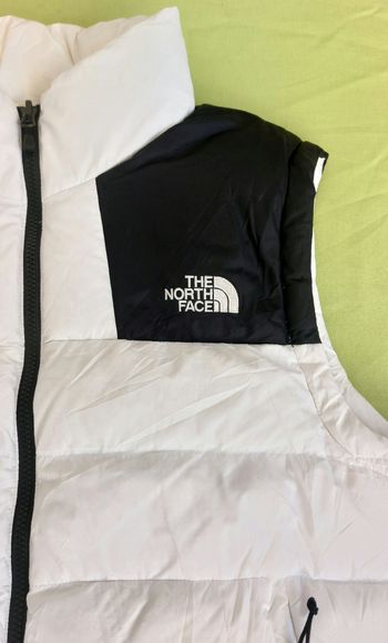 The North Face white and black puffer vest