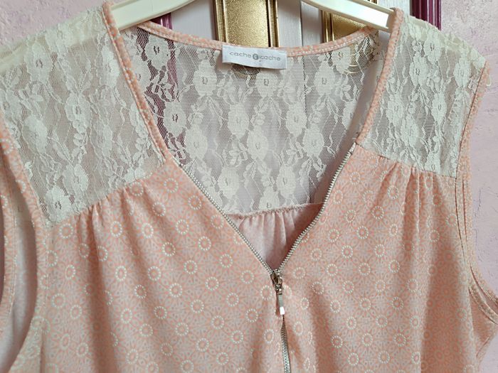 Blouse saumon écru "cache-cache"  T.44 - photo numéro 4