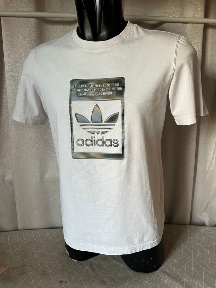 T-shirt blanc imprimé kaki S Adidas - photo numéro 1