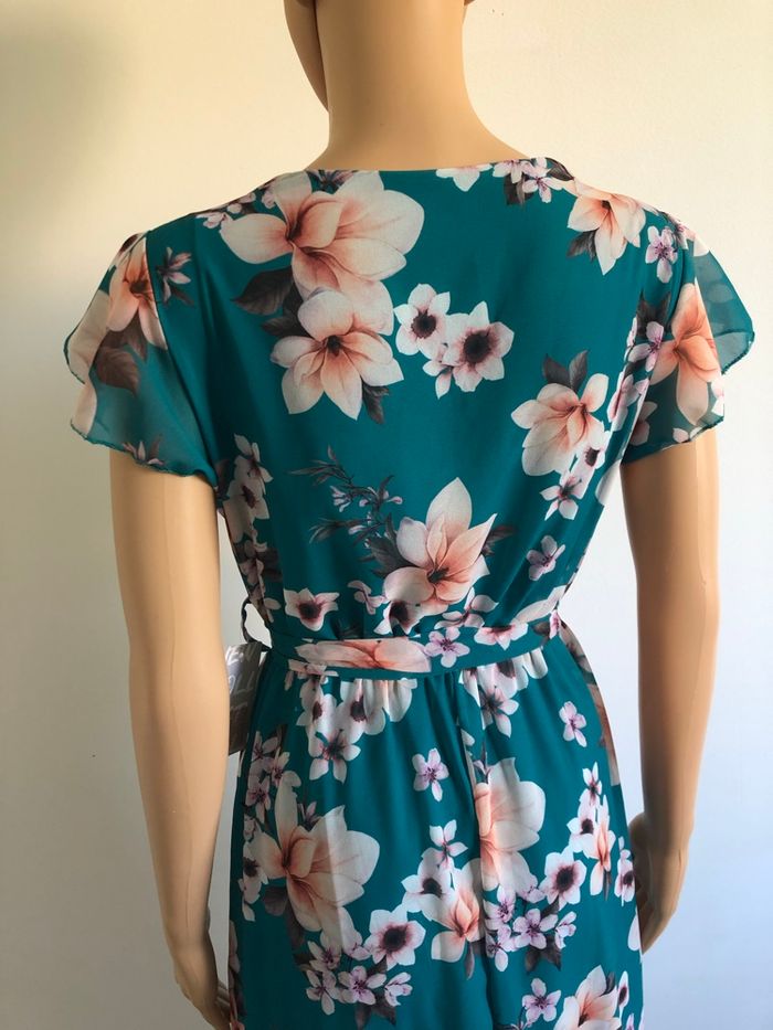 Robe longue verte foncée et fleurie neuve New Collection taille unique - photo numéro 6