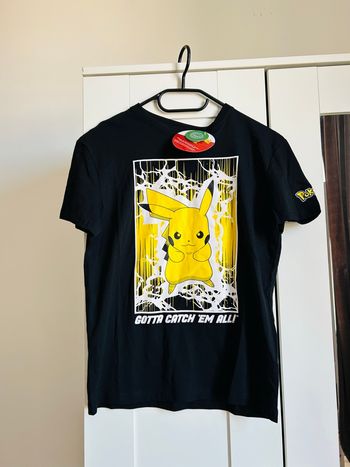 T-shirt noir Pokémon Pikachu "Gotta Catch 'Em All" Neuf Garçon 11-12 Ans