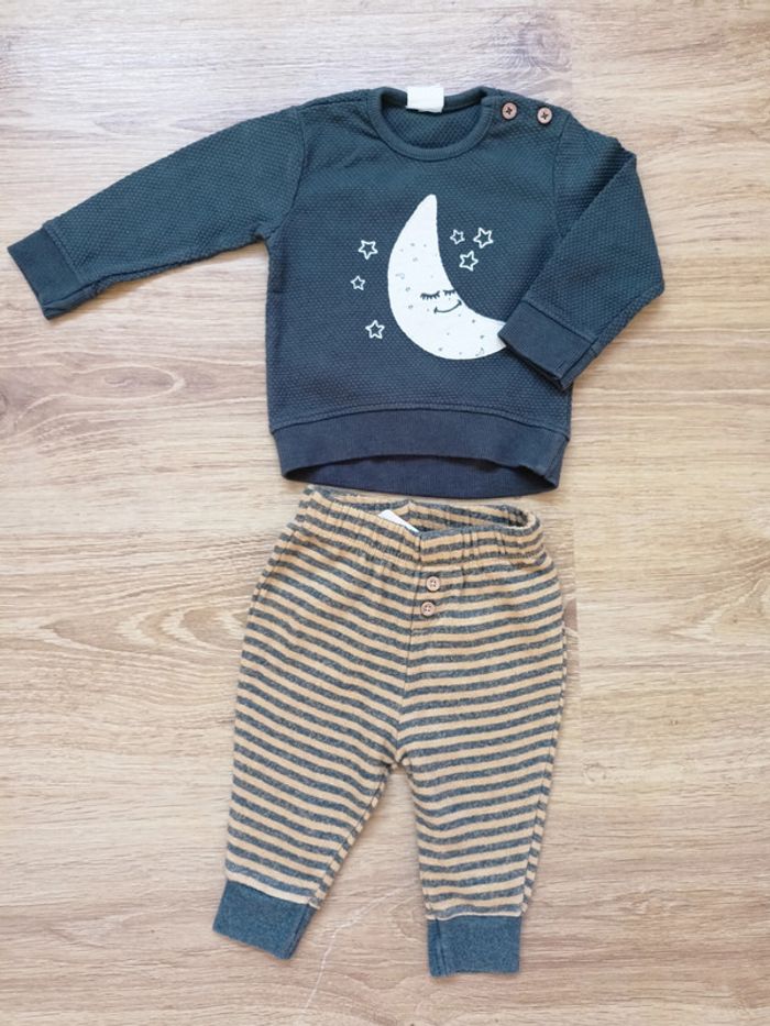 Ensemble 3 mois gris moutarde