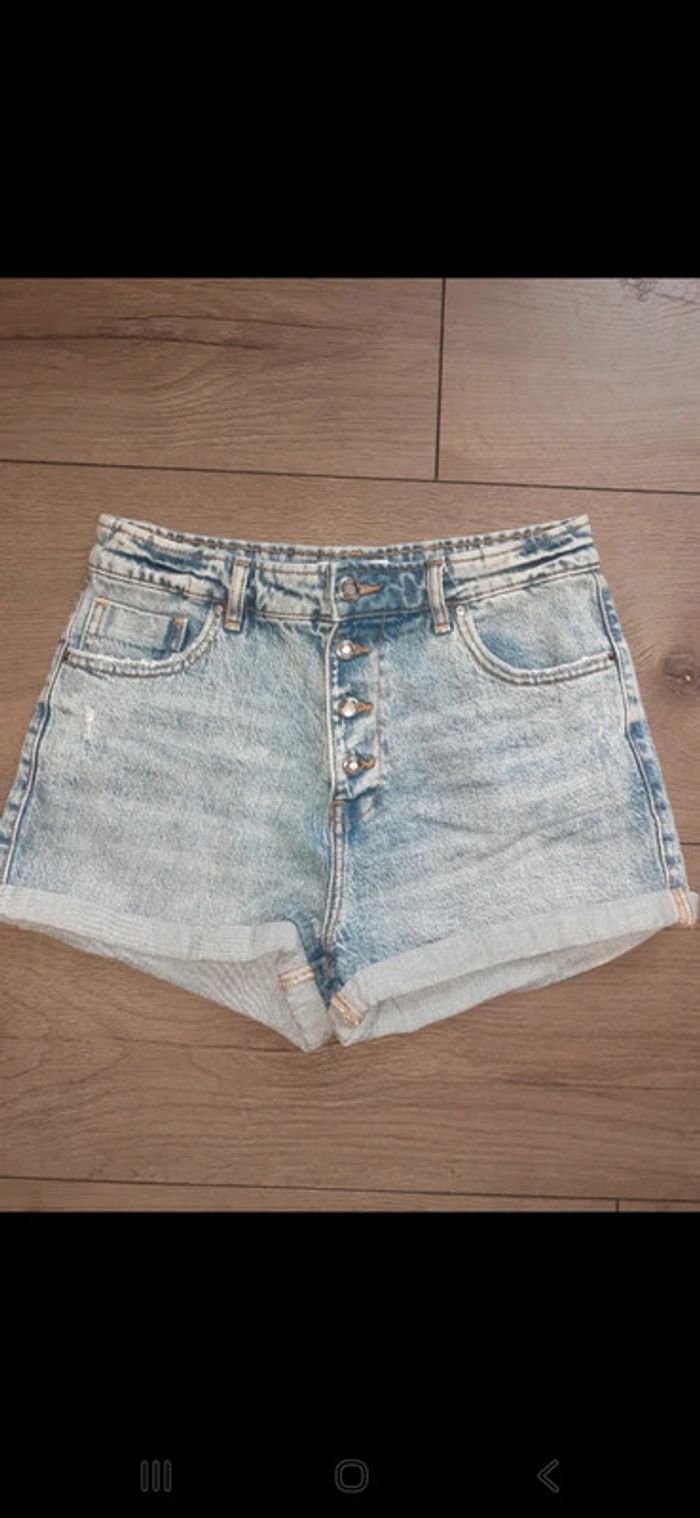 Short jean taille haute