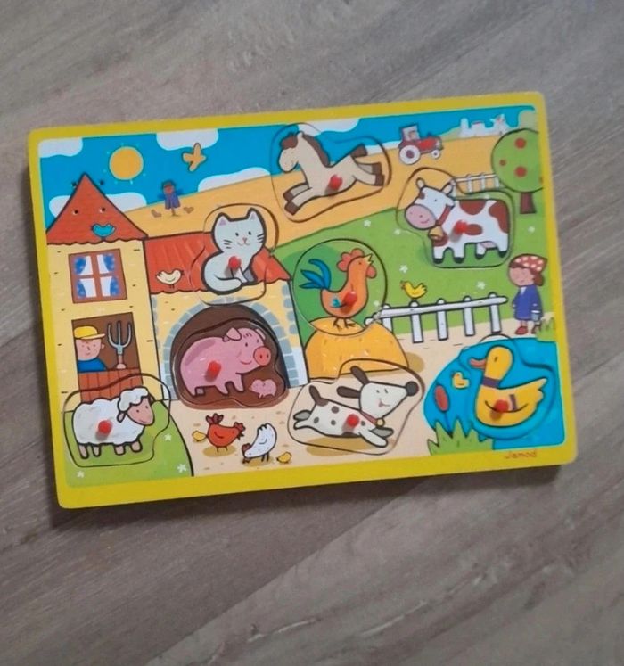 Puzzle en bois Janod avec son d'animaux 💞