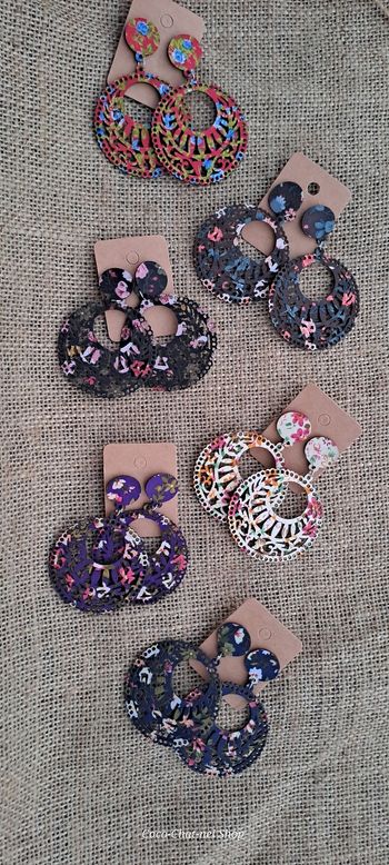 2 paires au choix boucles d'oreilles bohème en bois