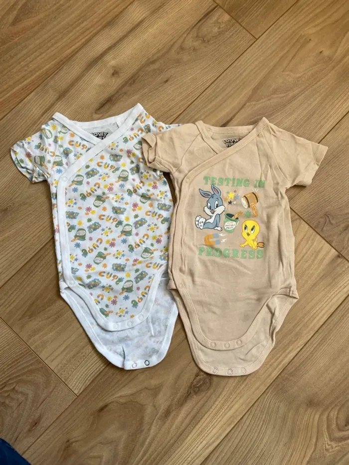 Lot 2 bodys manches courtes taille 6mois