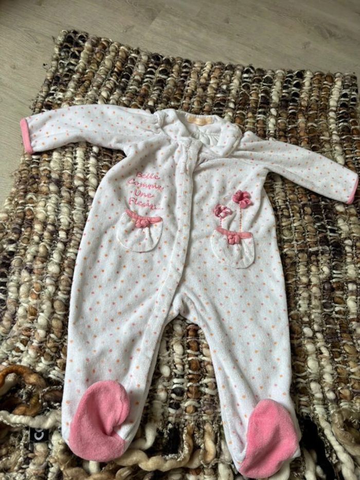 Pyjama fille blanc et rose gemo 9 mois - photo numéro 2