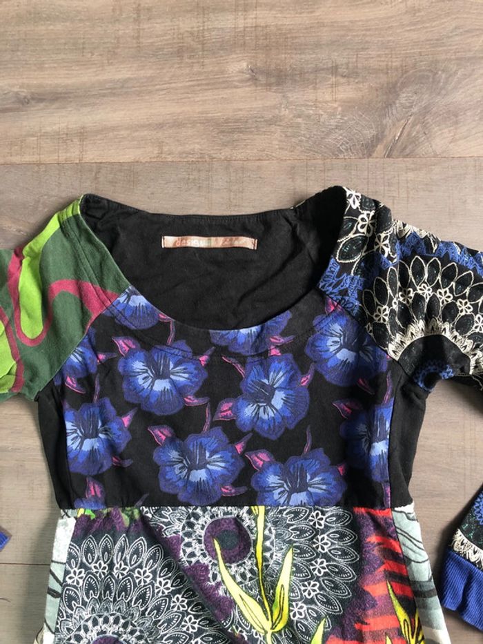 Robe desigual manches longues taille S rainbow hibiscus - photo numéro 2