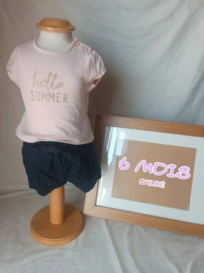 Magnifique short noir avec ceinture cloutée Chloé fille 6 mois