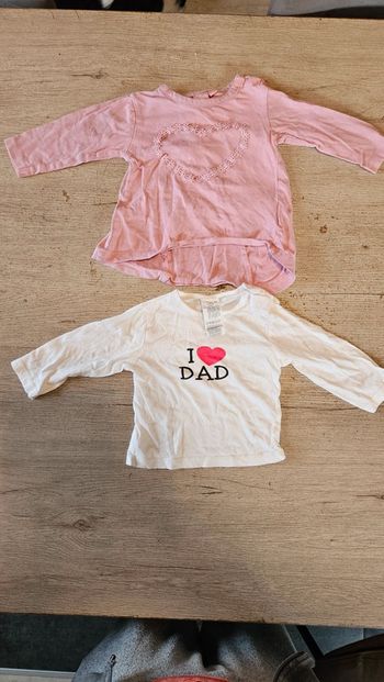 Lot de 2 t shirt manches longues, fille, 12 mois