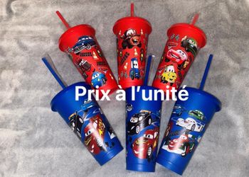 Grand gobelet à paille cars Disney pixar