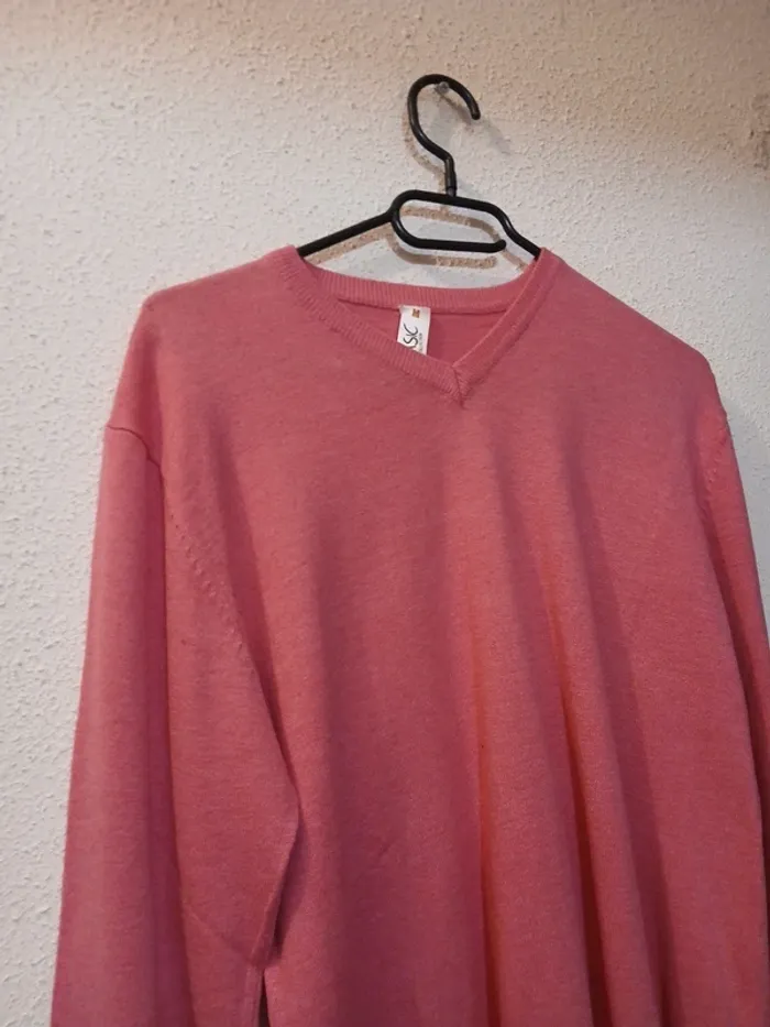 Sweat homme col V rose " basic " taille M - photo numéro 2