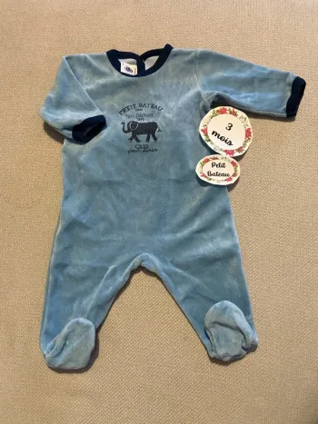 Pyjama petit bateau chaud velours 3 mois