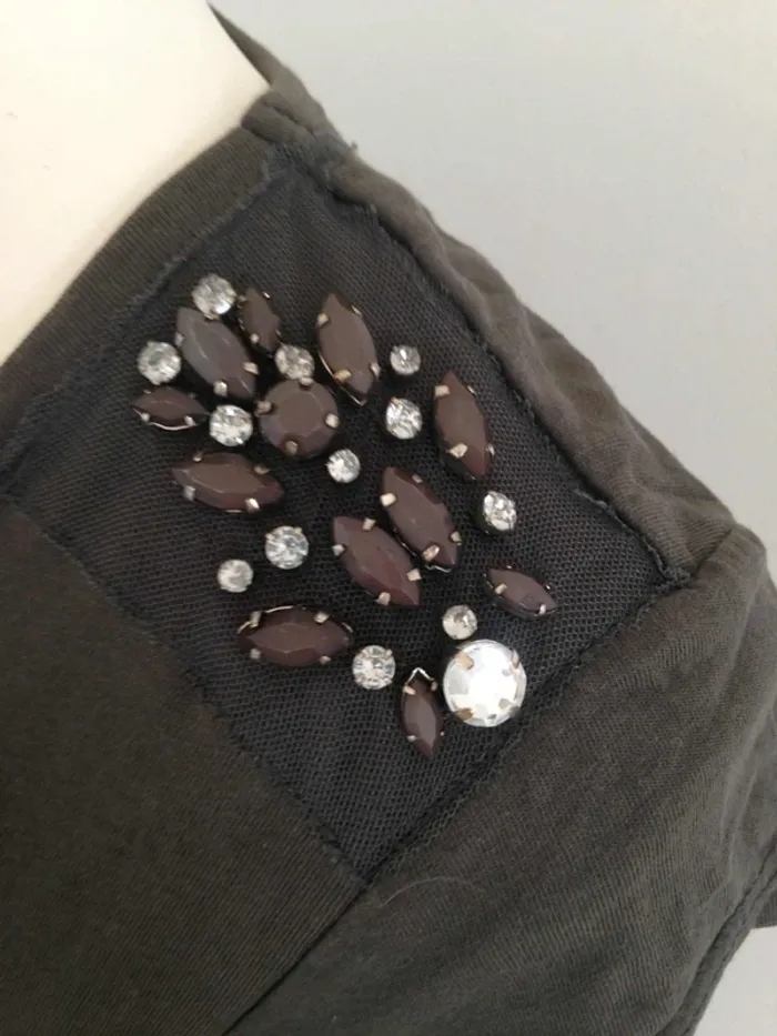 Robe col rond manches courtes épaule bijoux perles M 38 Etam - photo numéro 3