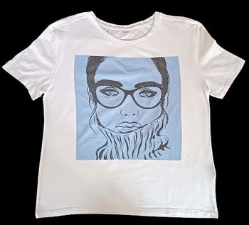 Tee-Shirt Femme - blanc avec inscription - (Taille M) - (TEX)