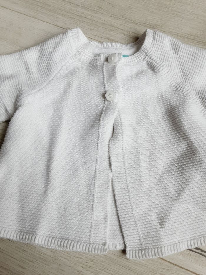 Vêtement bébé mixte fille garçon gilet blanc Obaïbi 3 mois - photo numéro 2